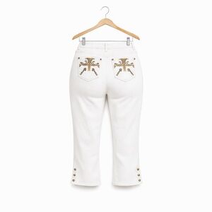 Apollo Jeans Missy White Jeans w/ Embellished Pockets — Size 9